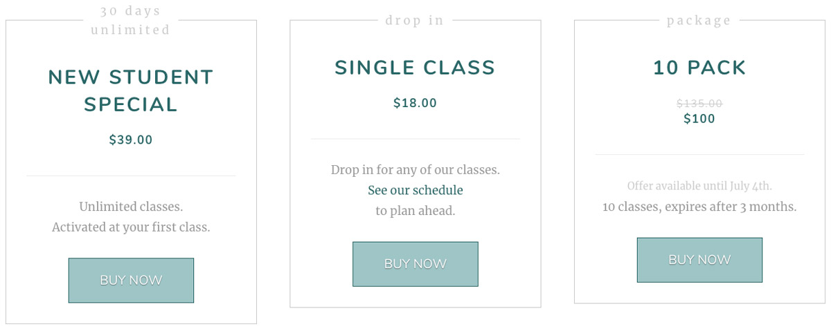 The Welcome Mat - Pricing Boxes